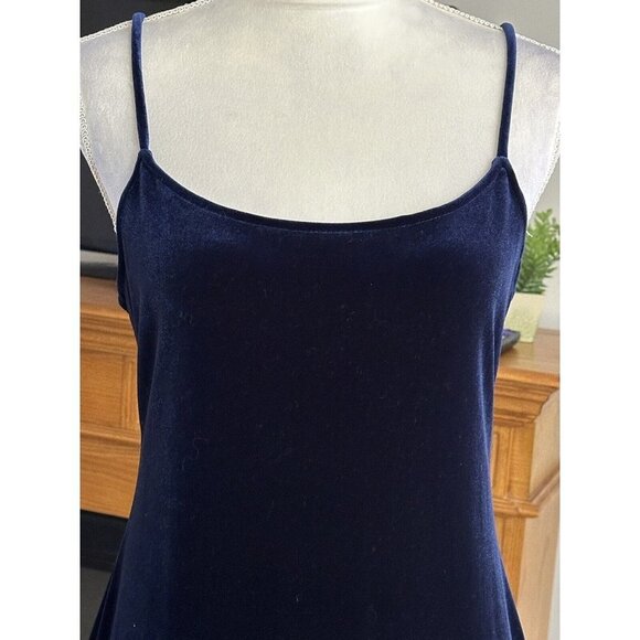 Vintage Stenay Velvet Navy Blue Cocktail Evening Dress Back Slit Long Size 10